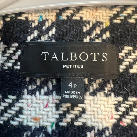 Talbots Women’s Tweed Houndstooth Black and White Blazer Size 4P Academic - Picture 4 of 11